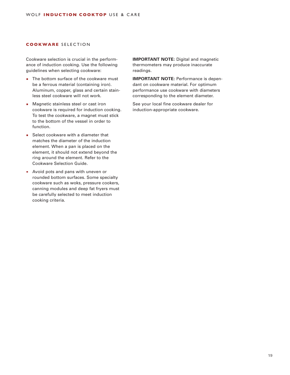 Wolf Induction s ICBCT30IU User Manual | Page 19 / 100