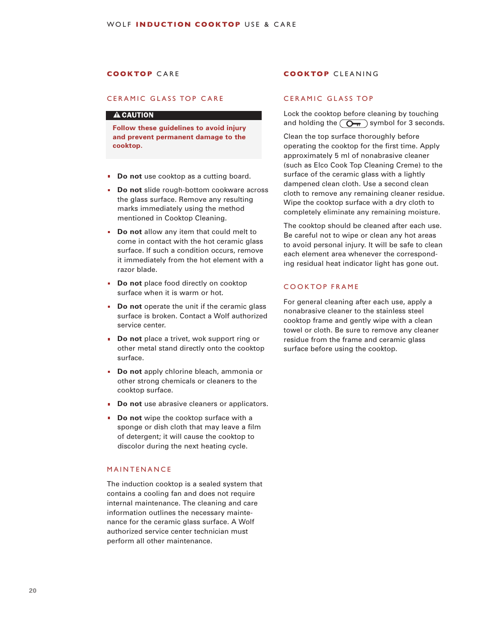 Wolf Induction s ICBCT30IU User Manual | Page 20 / 100