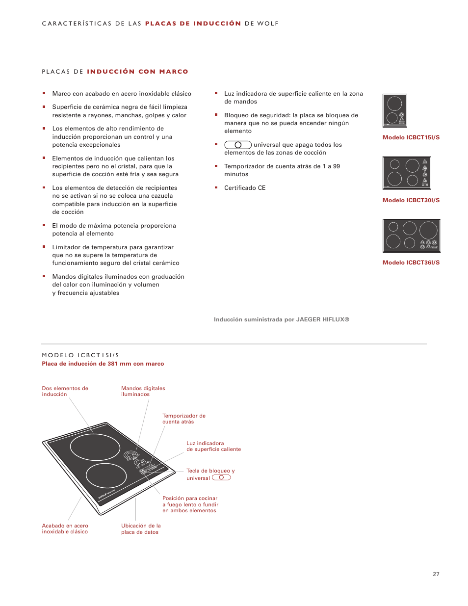 Wolf Induction s ICBCT30IU User Manual | Page 27 / 100