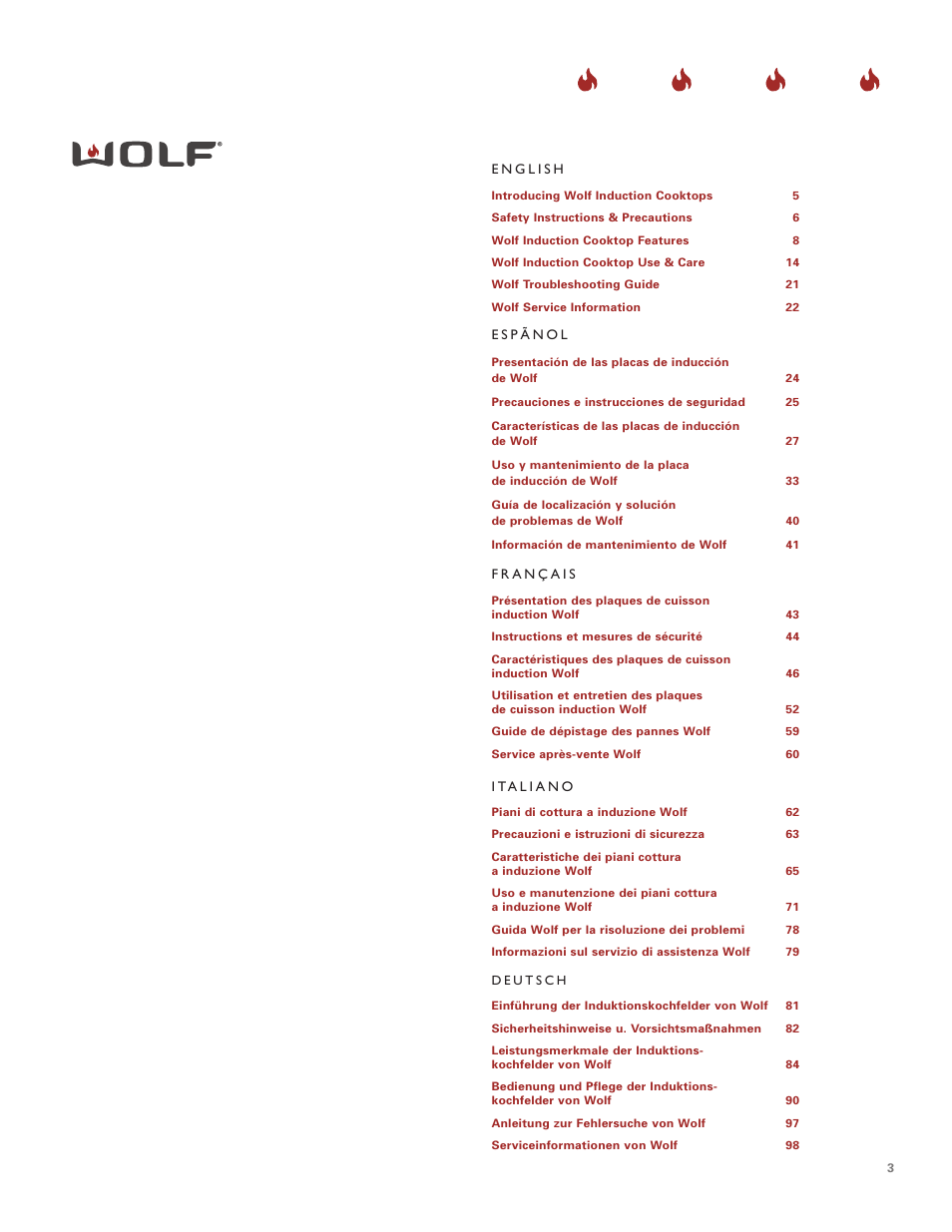 Wolf Induction s ICBCT30IU User Manual | Page 3 / 100