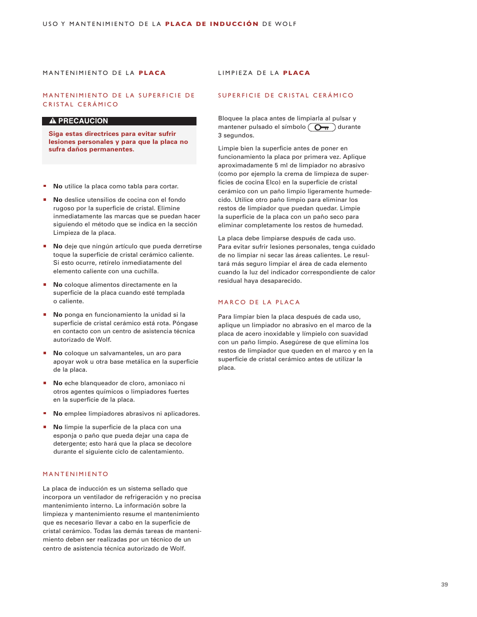 Wolf Induction s ICBCT30IU User Manual | Page 39 / 100