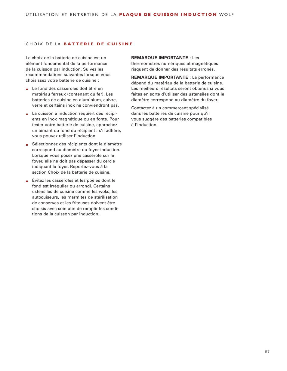 Wolf Induction s ICBCT30IU User Manual | Page 57 / 100