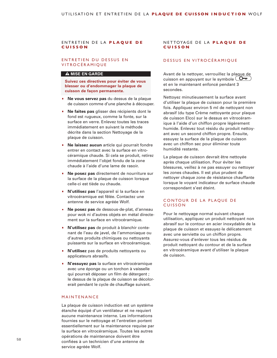 Wolf Induction s ICBCT30IU User Manual | Page 58 / 100