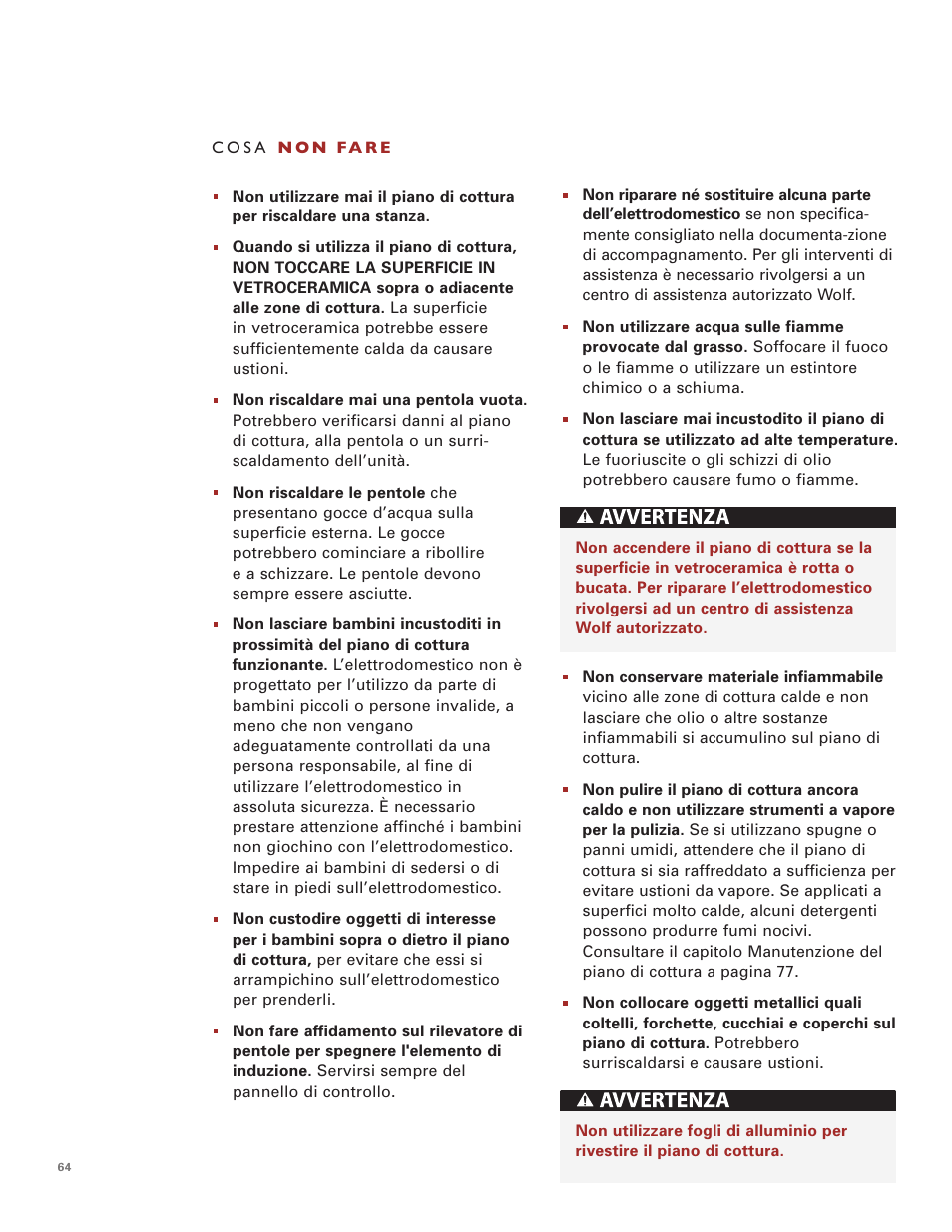 Wolf Induction s ICBCT30IU User Manual | Page 64 / 100