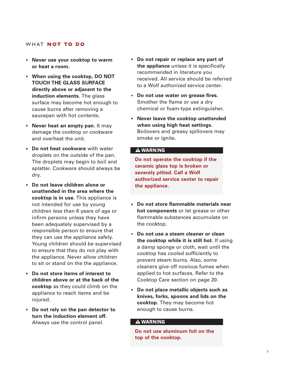 Wolf Induction s ICBCT30IU User Manual | Page 7 / 100