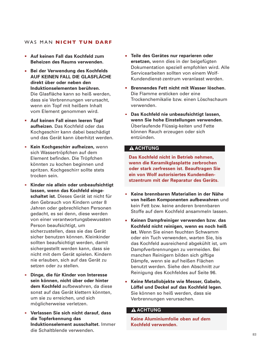 Wolf Induction s ICBCT30IU User Manual | Page 83 / 100