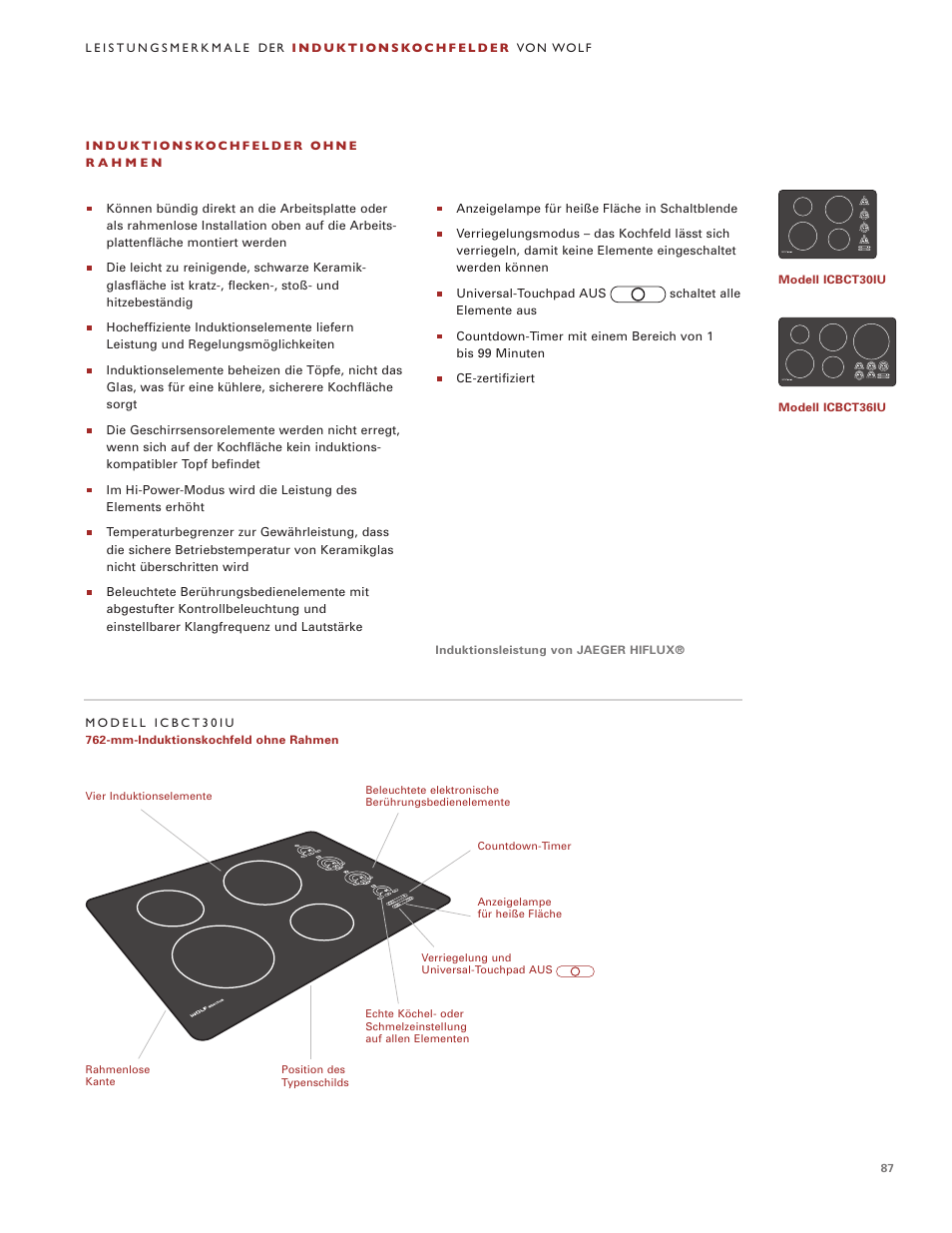 Wolf Induction s ICBCT30IU User Manual | Page 87 / 100