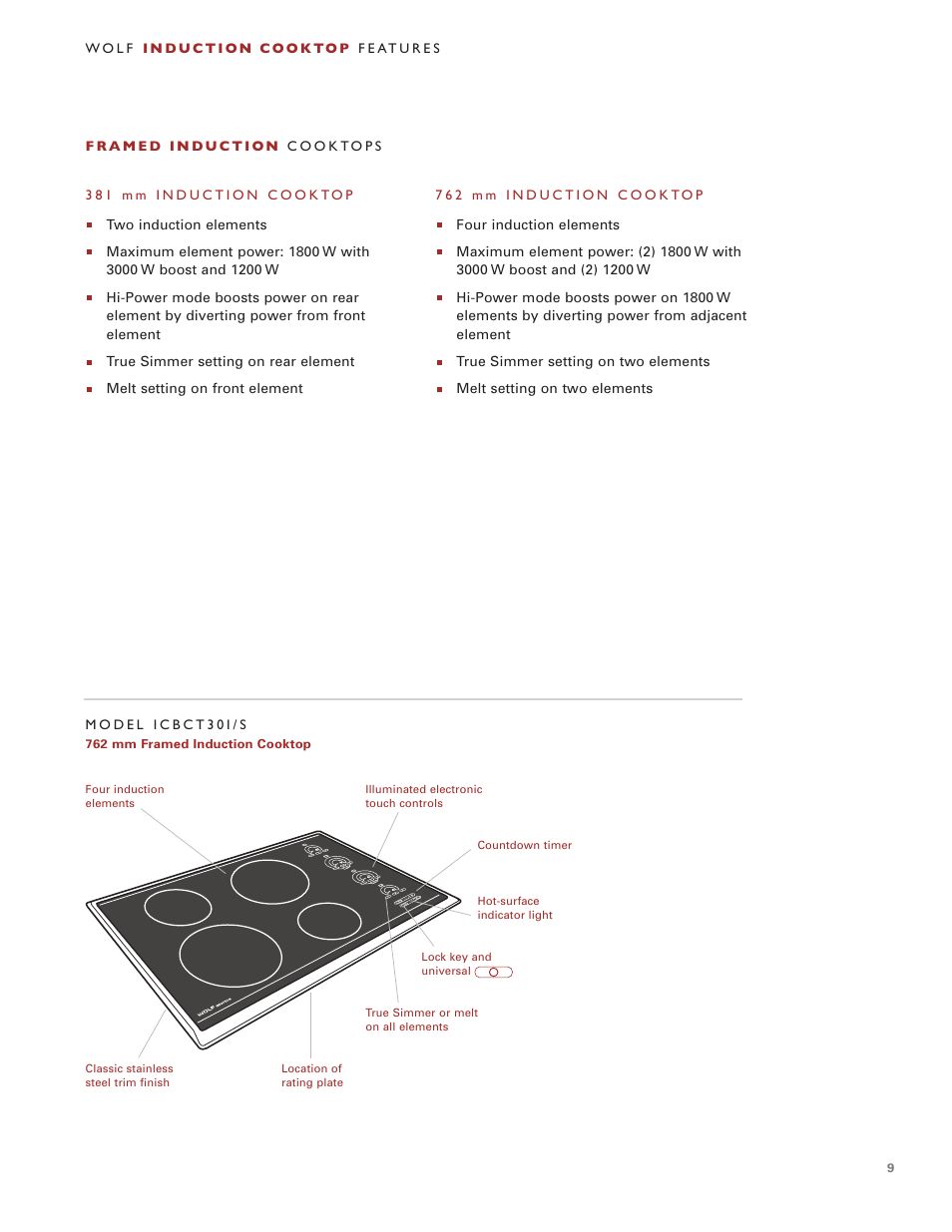 Wolf Induction s ICBCT30IU User Manual | Page 9 / 100