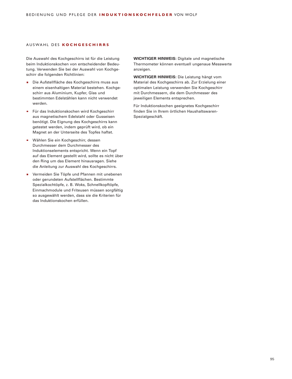 Wolf Induction s ICBCT30IU User Manual | Page 95 / 100