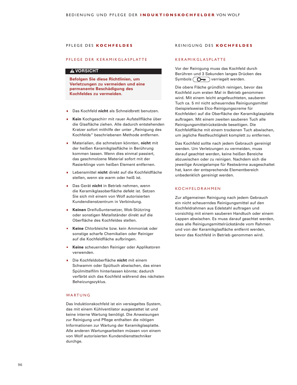 Wolf Induction s ICBCT30IU User Manual | Page 96 / 100