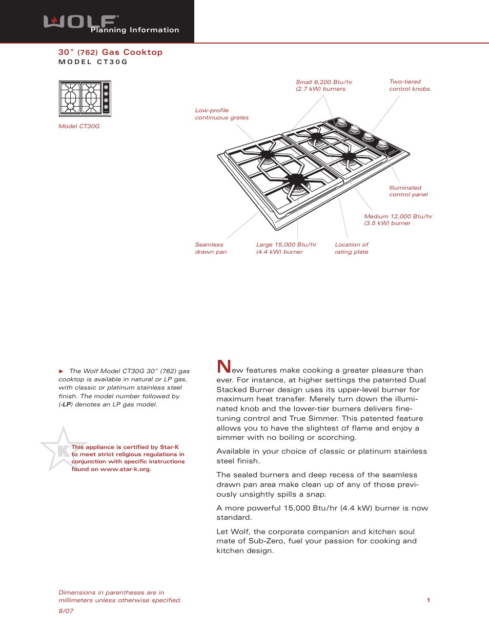 Wolf CT30G User Manual | 7 pages