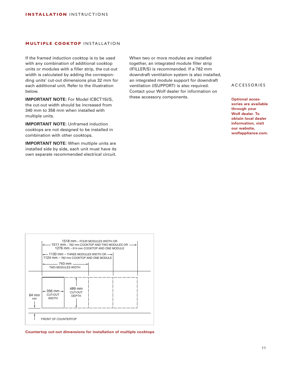 Wolf Induction s ICBCT30I User Manual | Page 11 / 88