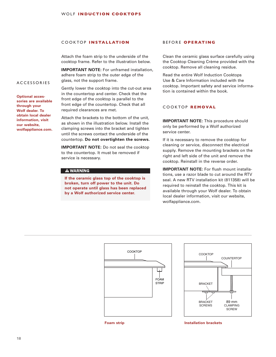 Wolf Induction s ICBCT30I User Manual | Page 18 / 88