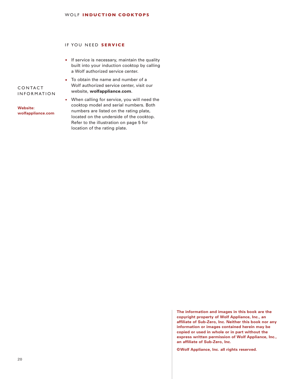 Wolf Induction s ICBCT30I User Manual | Page 20 / 88