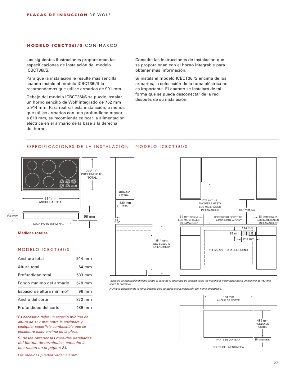 Wolf Induction s ICBCT30I User Manual | Page 27 / 88