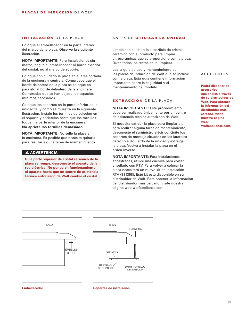Wolf Induction s ICBCT30I User Manual | Page 35 / 88