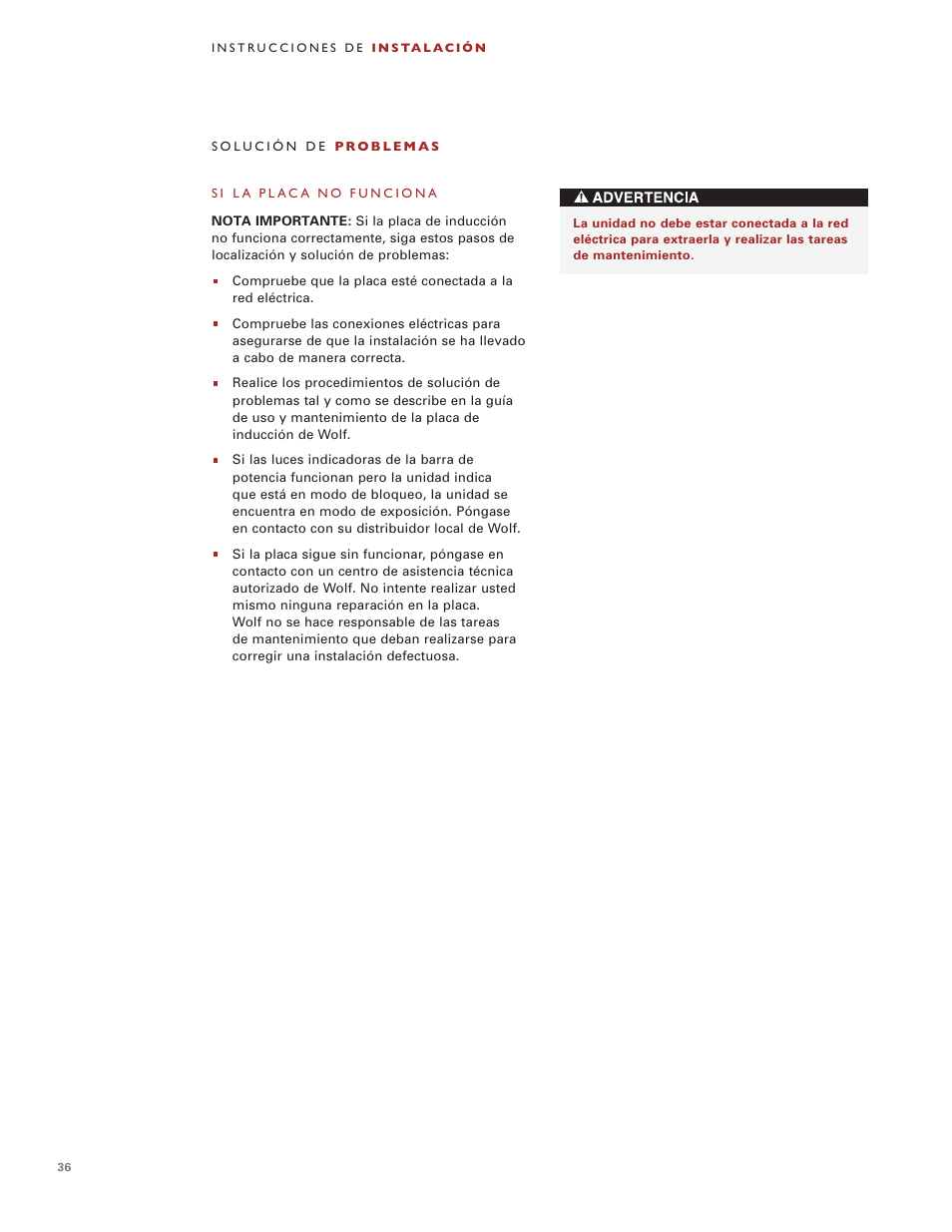 Wolf Induction s ICBCT30I User Manual | Page 36 / 88