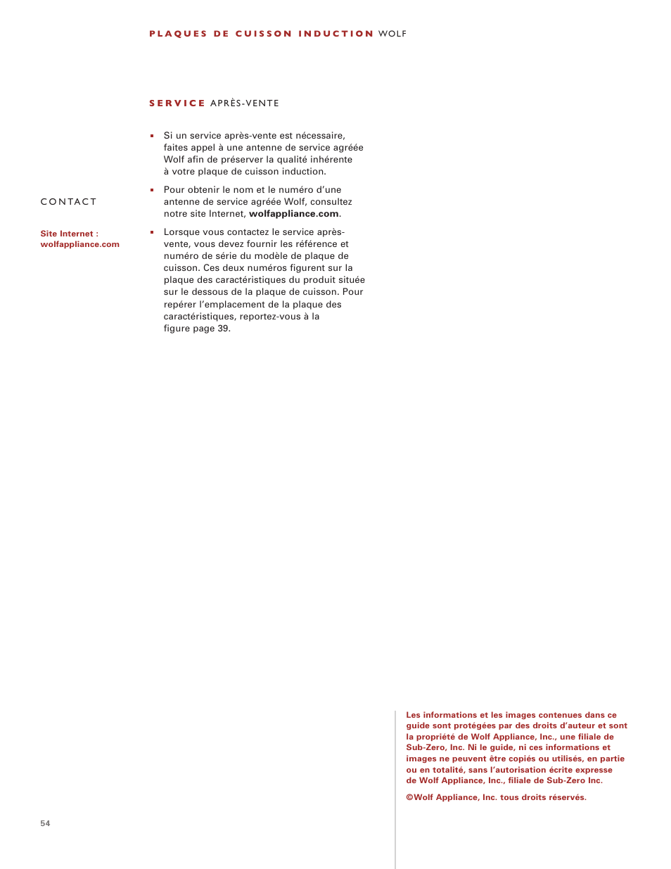 Wolf Induction s ICBCT30I User Manual | Page 54 / 88