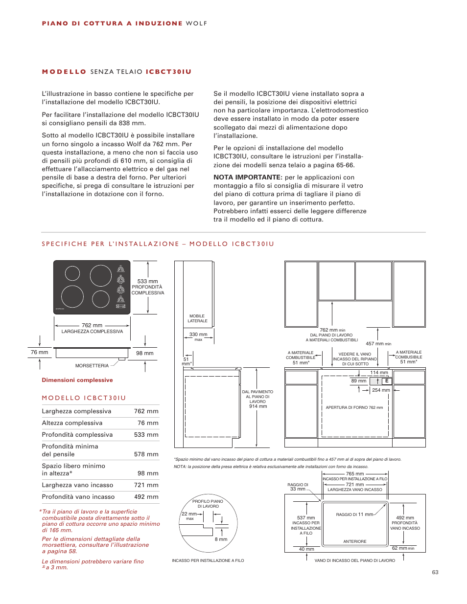 Wolf Induction s ICBCT30I User Manual | Page 63 / 88