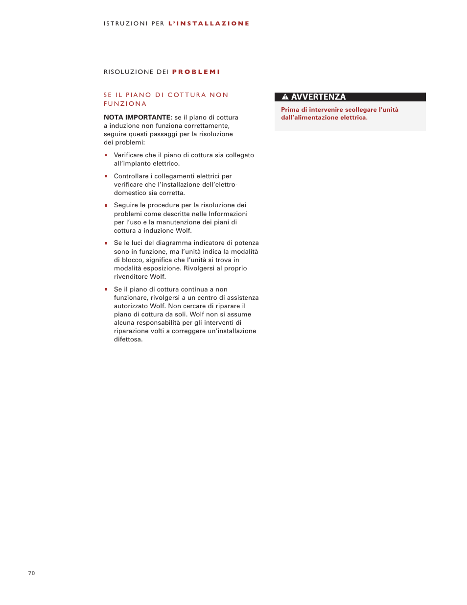 Wolf Induction s ICBCT30I User Manual | Page 70 / 88