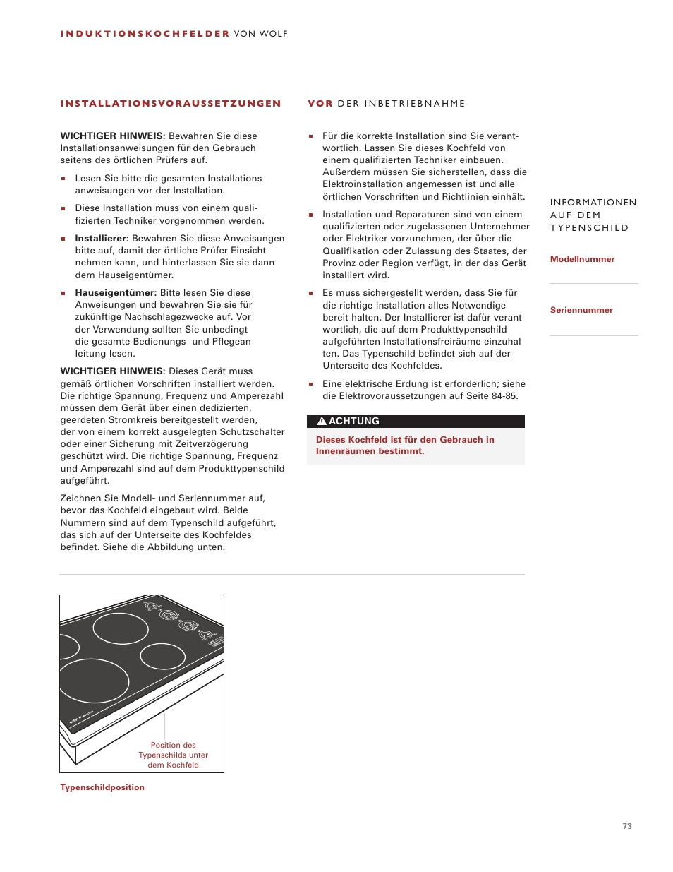 Wolf Induction s ICBCT30I User Manual | Page 73 / 88