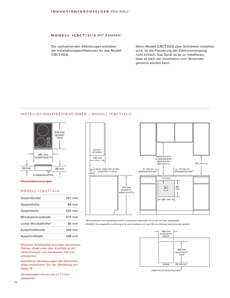 Wolf Induction s ICBCT30I User Manual | Page 76 / 88