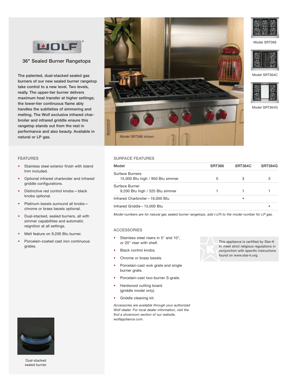 Wolf Burner Rangetop User Manual | 2 pages