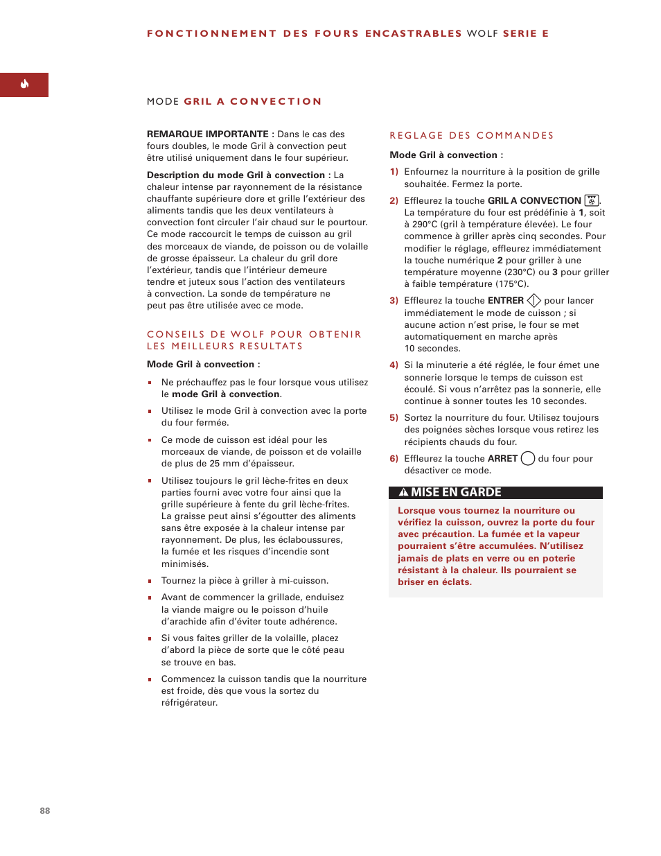 Mise en garde | Wolf ICBSO30-2F/S User Manual | Page 88 / 169