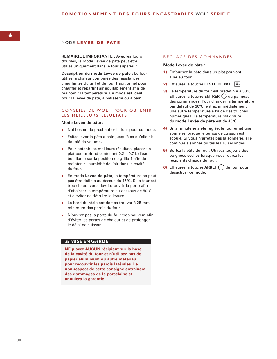 Mise en garde | Wolf ICBSO30-2F/S User Manual | Page 90 / 169