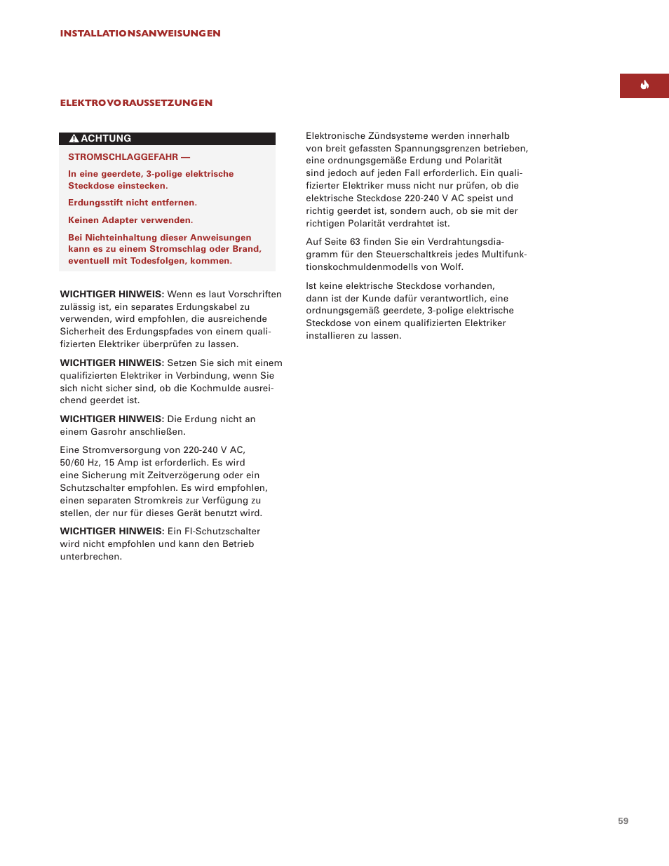 Wolf Multi-Function Cooktop User Manual | Page 58 / 63