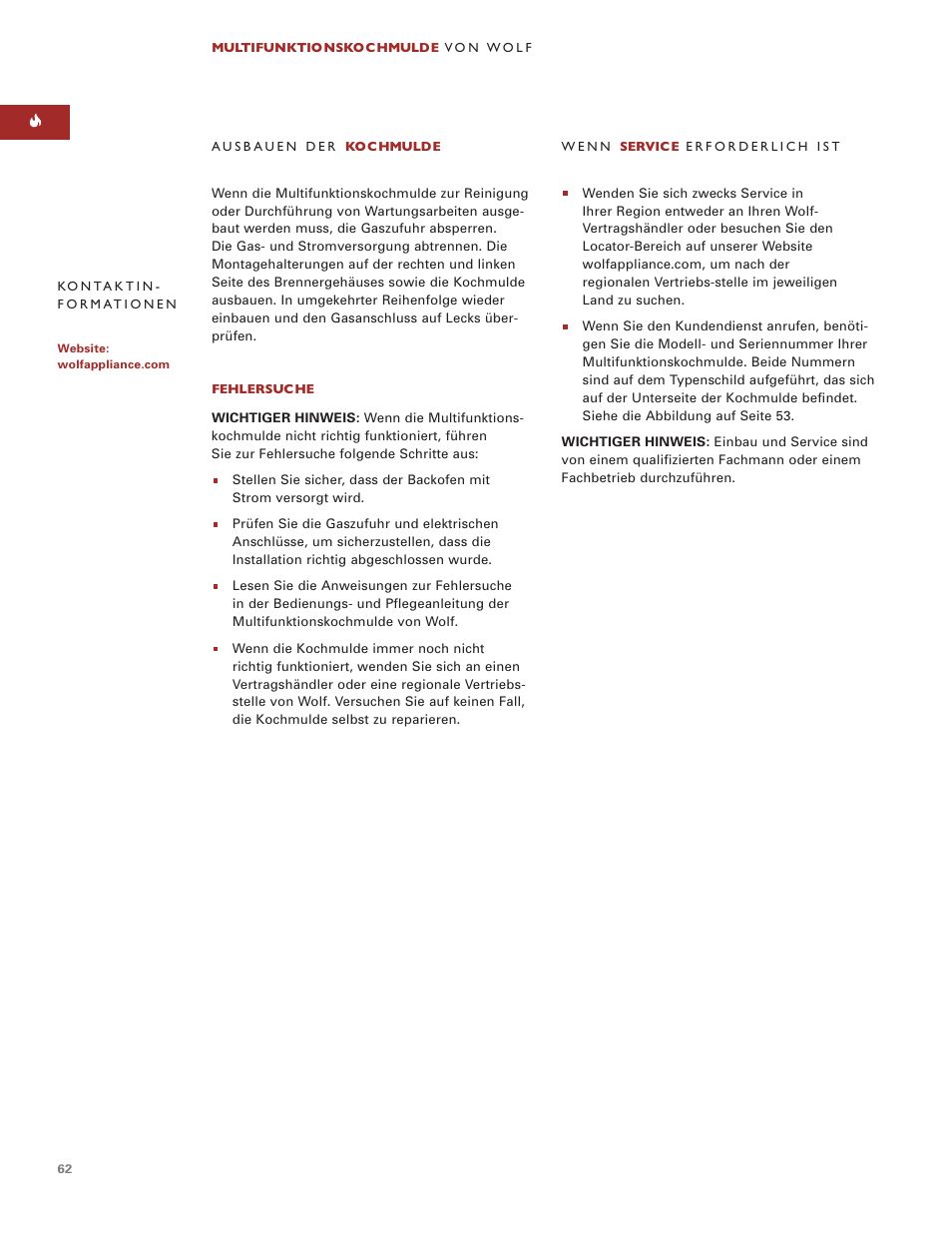 Wolf Multi-Function Cooktop User Manual | Page 61 / 63