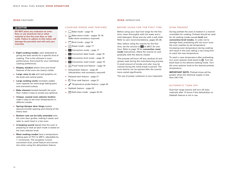 Wolf DUAL FUEL RANGES 105 User Manual | Page 12 / 140