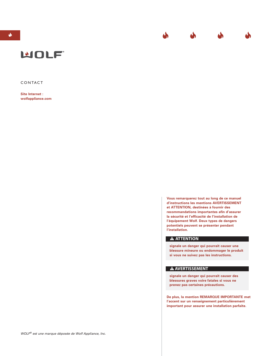 Attention, Avertissement | Wolf ICBSRT304 User Manual | Page 32 / 74