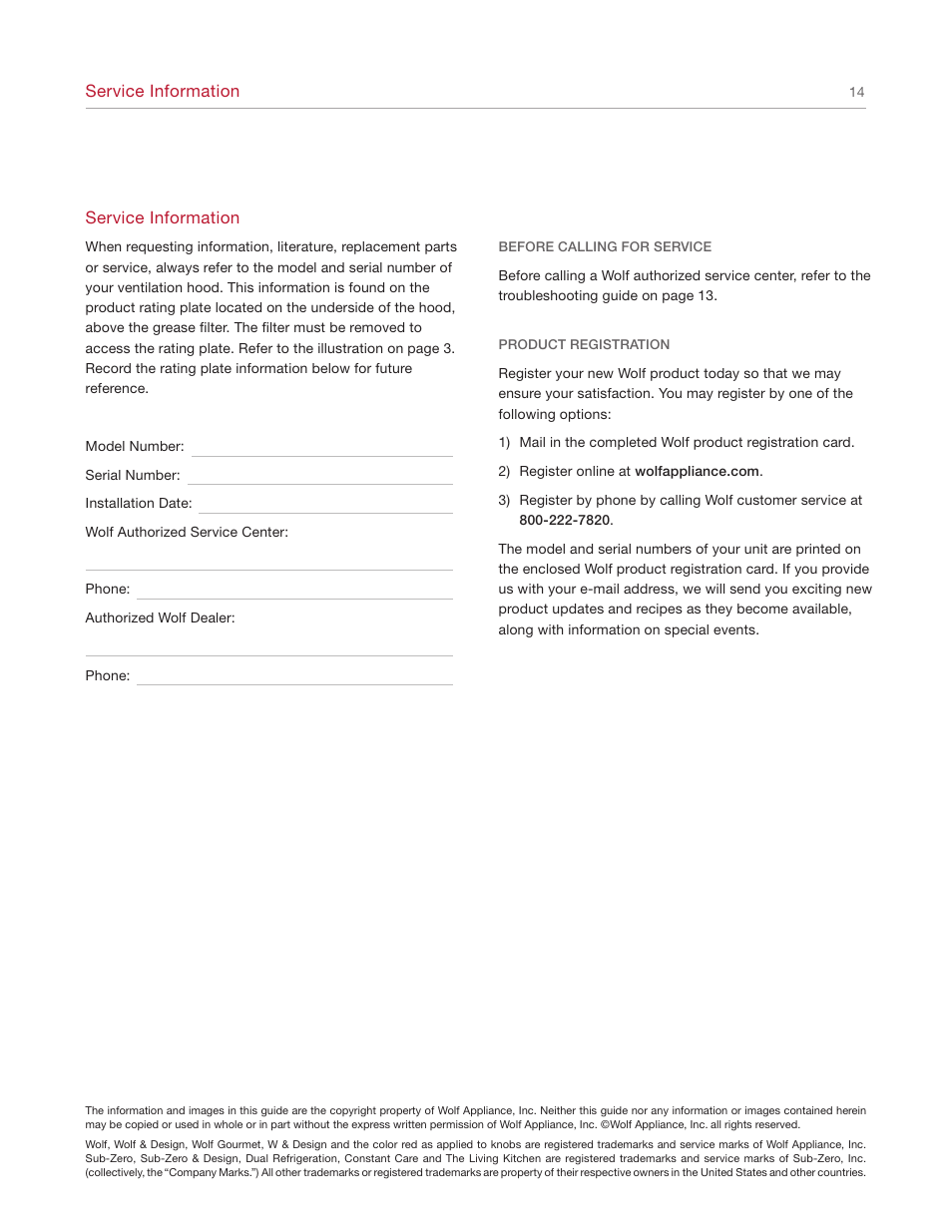 Wolf CTEWH45 User Manual | Page 14 / 16