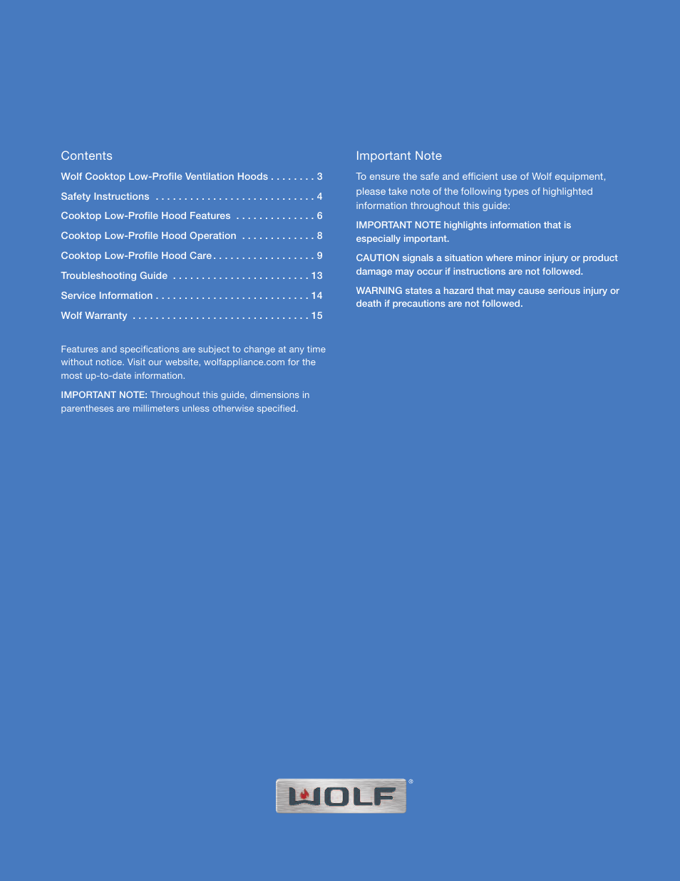 Wolf CTEWH45 User Manual | Page 2 / 16