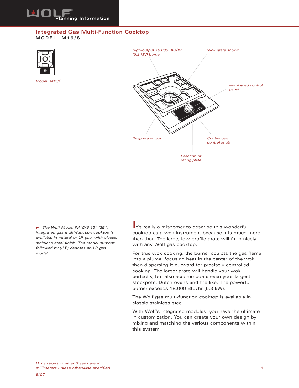 Wolf IM15/S User Manual | 6 pages