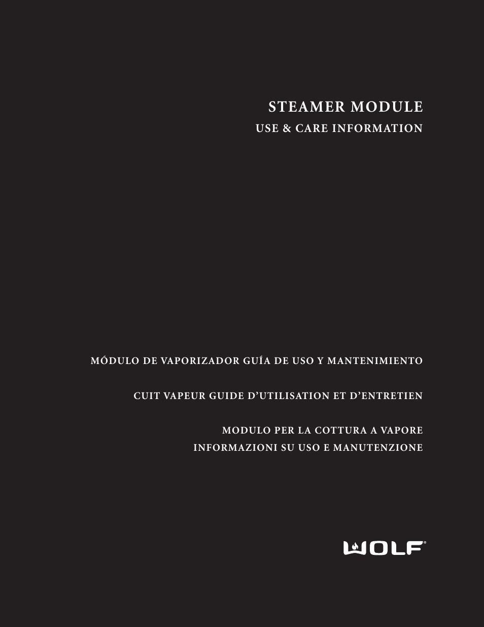 Wolf Steamer User Manual | 59 pages