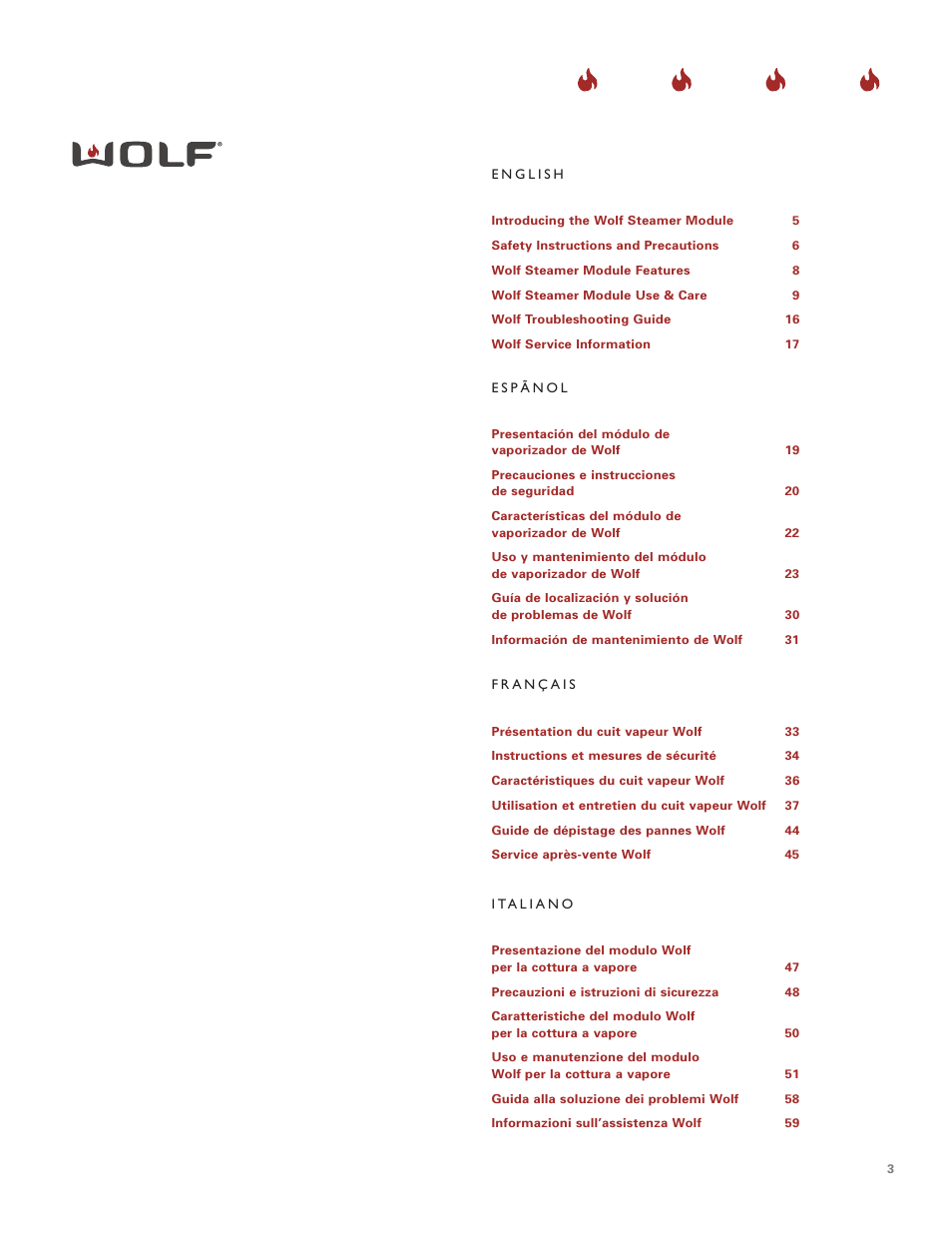 Wolf Steamer User Manual | Page 2 / 59