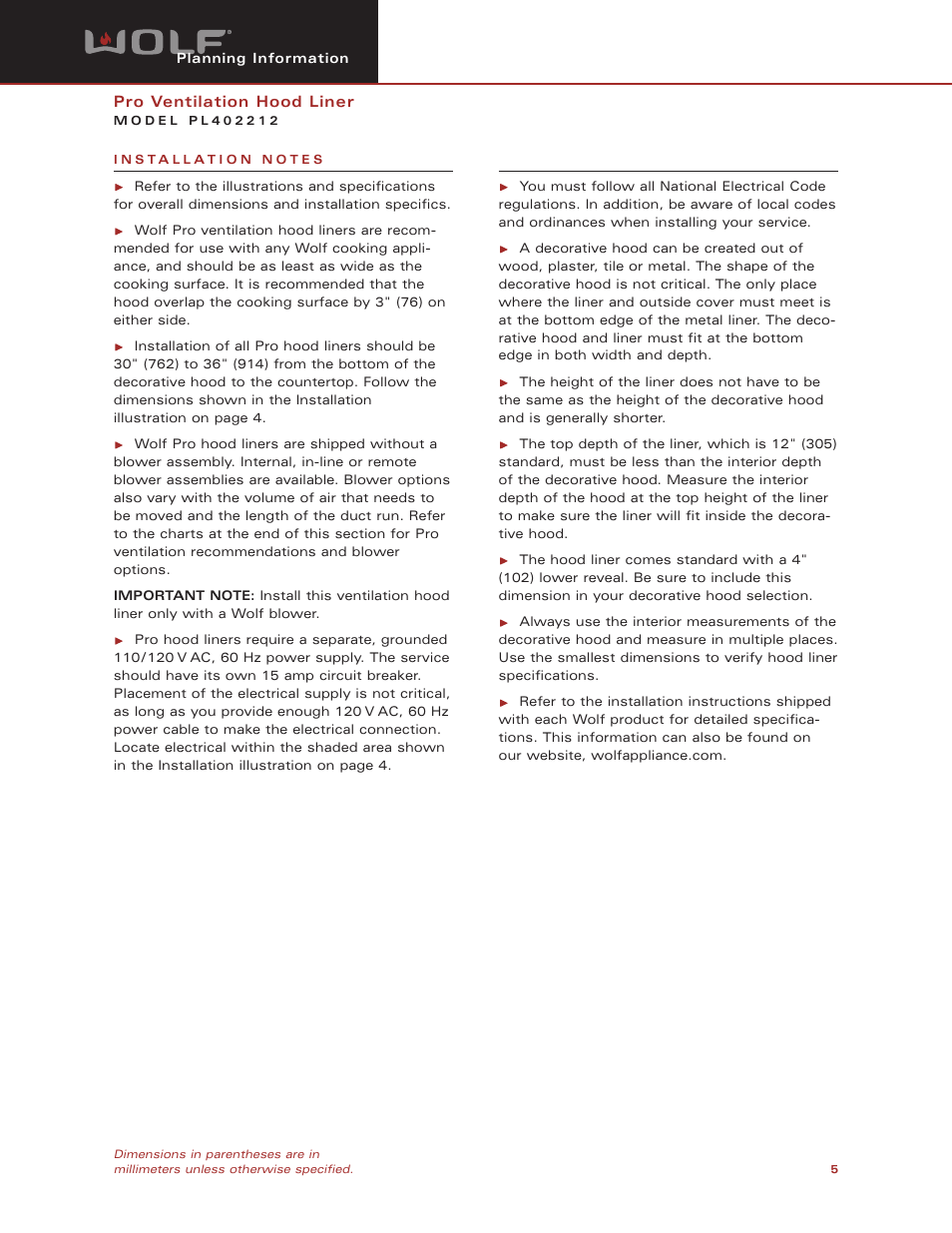 Wolf PL402212 User Manual | Page 5 / 8