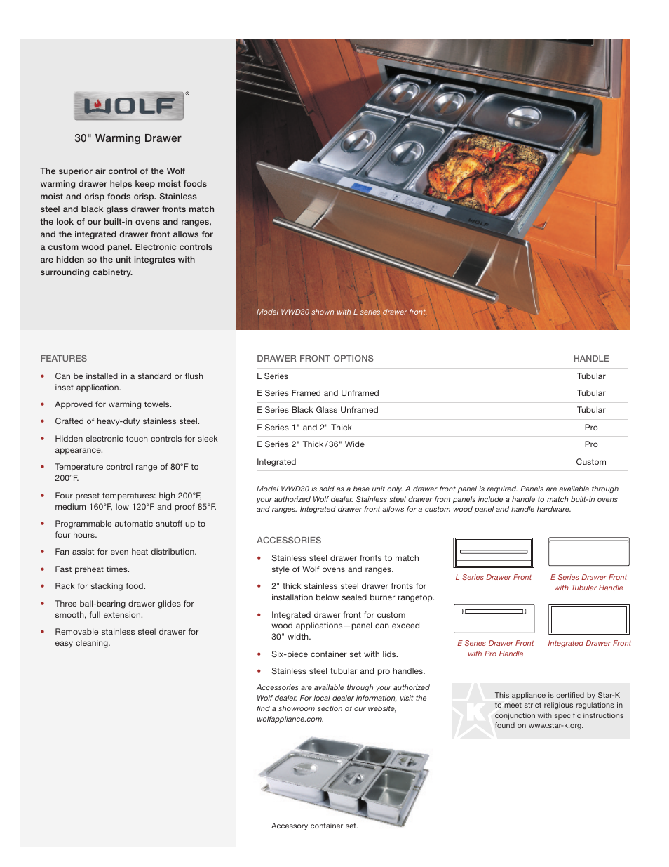 Wolf WWD30 User Manual | 2 pages