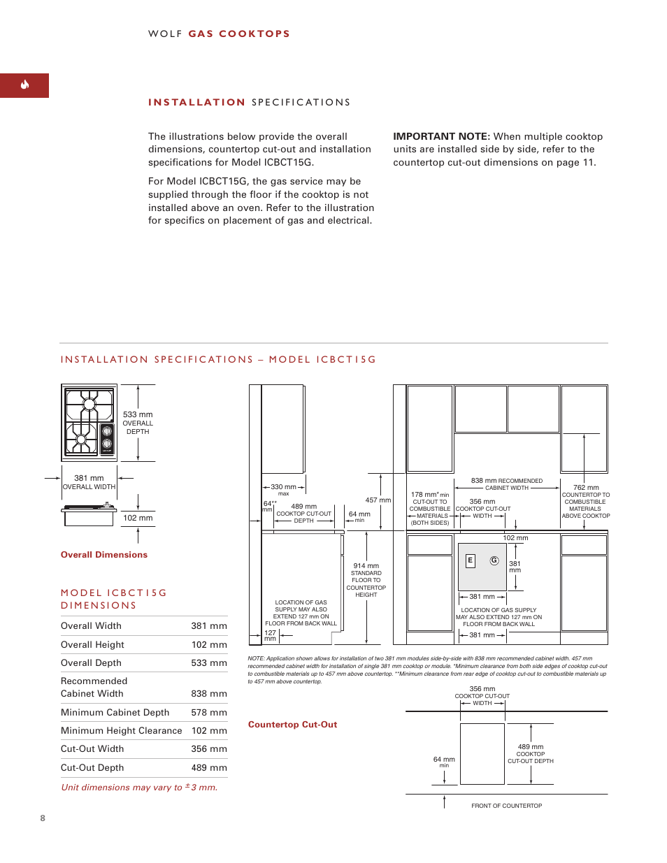 Wolf ICBCT15G User Manual | Page 8 / 74