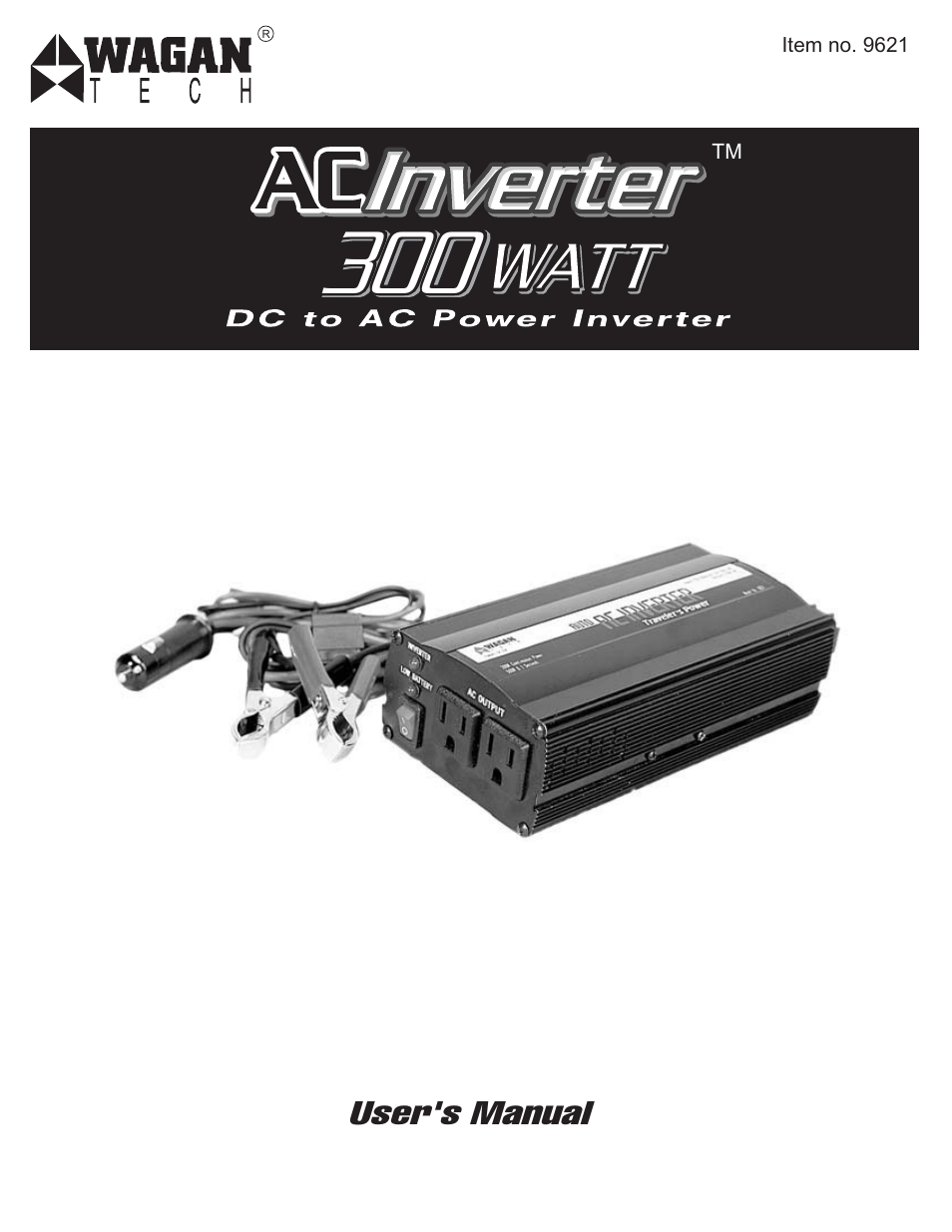 Wagan PRO LINE 300 WATT POWER INVERTER 300300300 User Manual | 5 pages