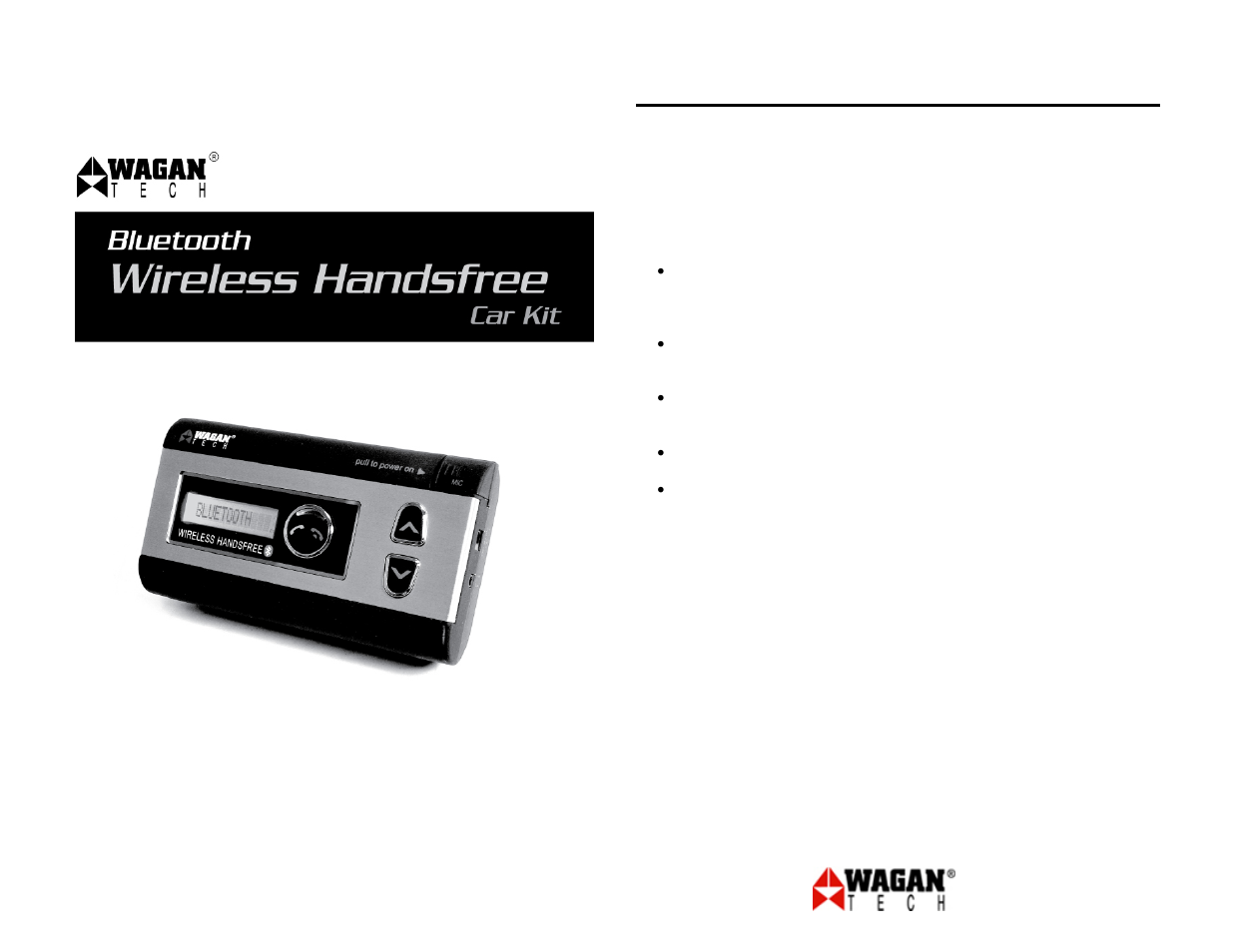Wagan Bluetooth wireless handsfree car kit 2444 User Manual | 6 pages