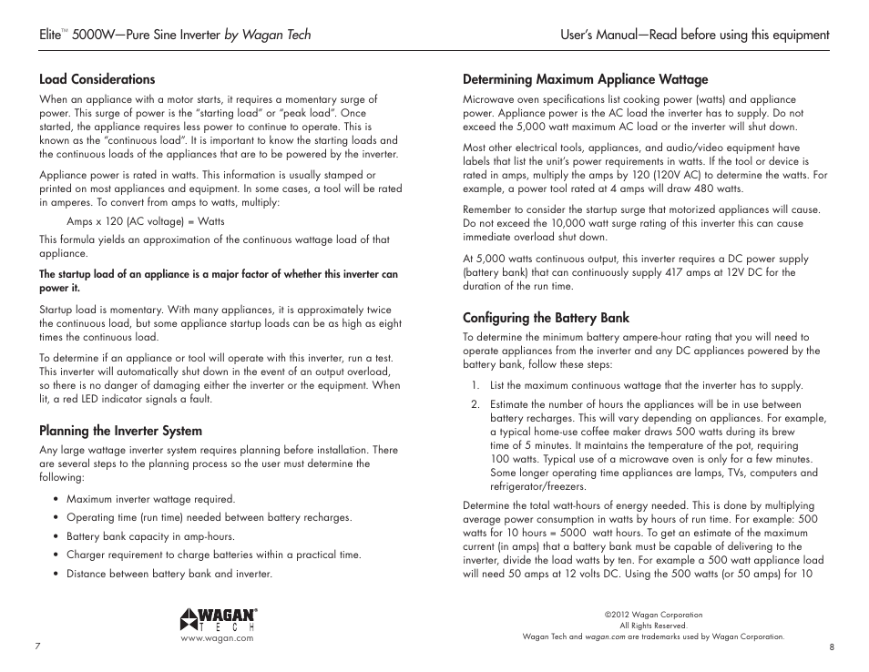 Wagan Elite 5000 W User Manual | Page 5 / 11