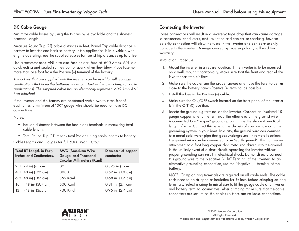 Wagan Elite 5000 W User Manual | Page 7 / 11