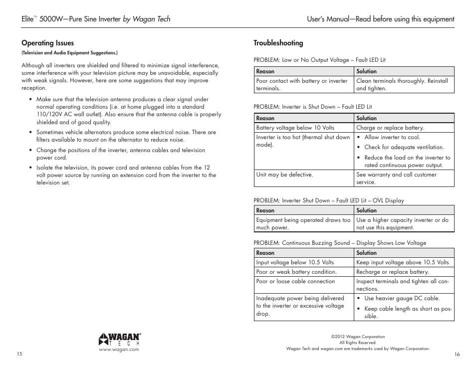 Wagan Elite 5000 W User Manual | Page 9 / 11