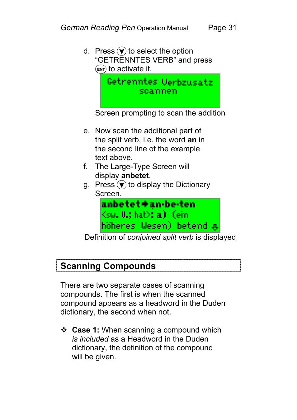 Scanning compounds | Wizcom Pen Scanner User Manual | Page 31 / 59