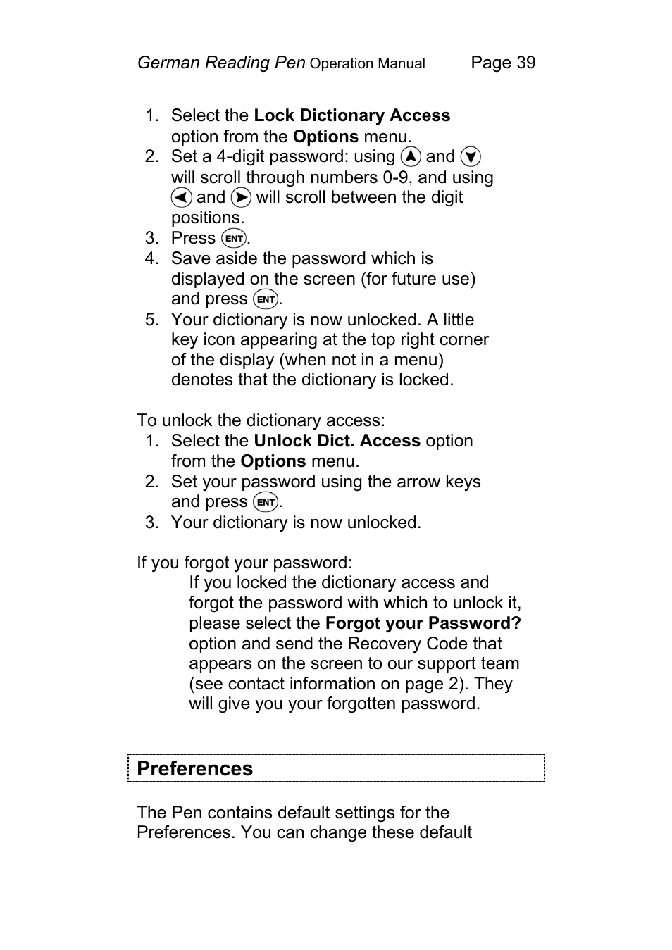 Preferences | Wizcom Pen Scanner User Manual | Page 39 / 59