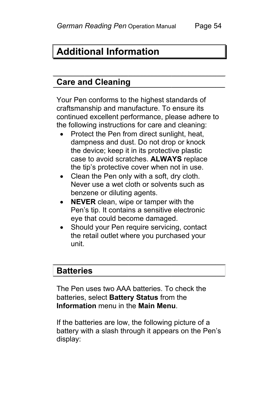 Additional information | Wizcom Pen Scanner User Manual | Page 54 / 59