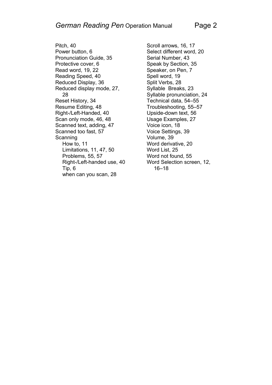 German reading pen, Page 2 | Wizcom Pen Scanner User Manual | Page 59 / 59